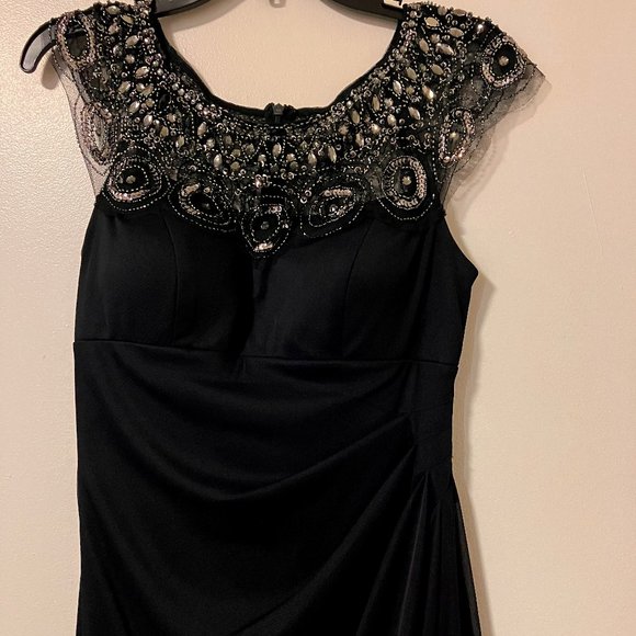 Long Sequenced Dark Blue Prom Dress - Picture 1 of 8